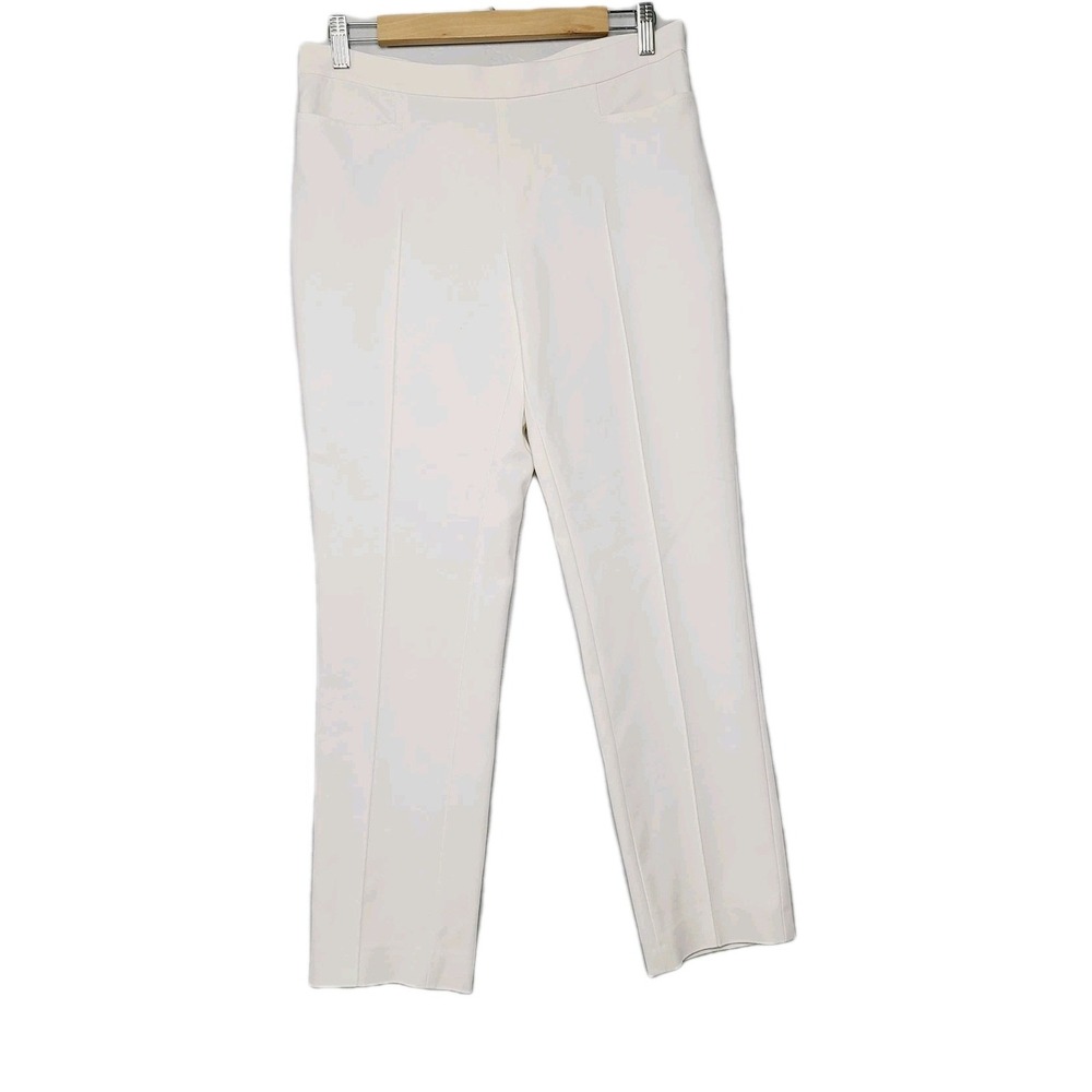 Akris Punto Tailored Slim Leg Ankle Pants White Stretch Minimalist Workwear 8